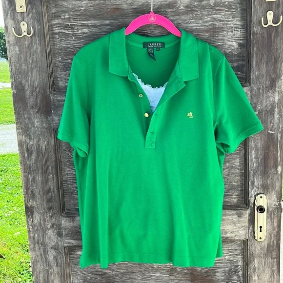 Vintage Lauren Ralph Lauren Women’s Polo Shirt, Kelly Green | L - Picture 3 of 10